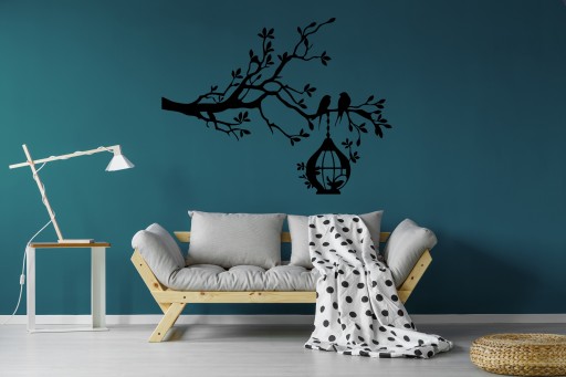 Украшение стен для 3D A056 Salon Birds на ветке 110x85 см.