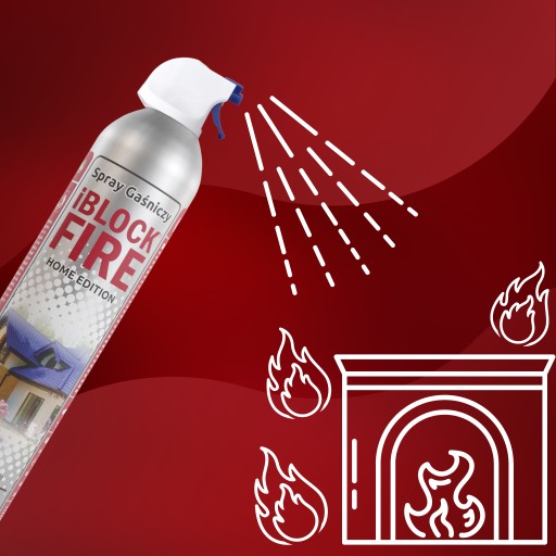 ДОМАШНИЙ ОГНЕТУШИТЕЛЬ iBlockFIRE 0.6L ECO ABCFE ТУШАЩИЙ РАСПЫЛИТЕЛЬ. ДИАПАЗОН 8 М.