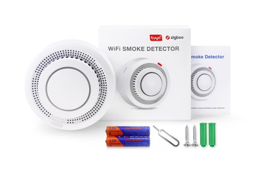 Батарейки + детектор дыма Tuya WiFi, звуковая сигнализация, световая сигнализация WiFi