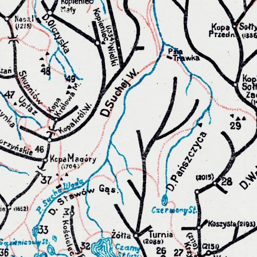 Карта Татр - Польские Татры - Прушинский - 1914 г. - 50x40 см