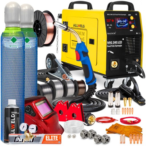 ИНВЕРТОРНЫЙ СВАРОЧНЫЙ АППАРАТ MAGNUM MIG 240 DUAL PULS MAG MMA FLUX TIG 200A 3IN1