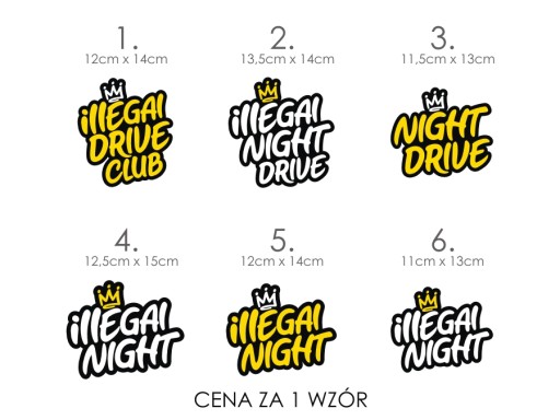 Naklejka na auto ILLEGAL night style drive wlepy DUŻO WZORÓW