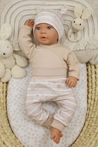 PÓŁŚPIOCHY BEZ STÓP SPODNIE BAGGY 74 BEIGE STARS /93/
