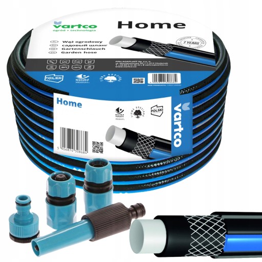 WĄŻ OGRODOWY 4-WARSTWOWY 25BAR 3/4'' 30M + ZESTAW KOŃCÓWEK PRODUKT POLSKI