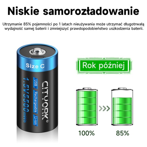 10 шт., 1,5 В, 5500 МВтч, размер C LR14, NIMH аккумулятор с USB-кабелем