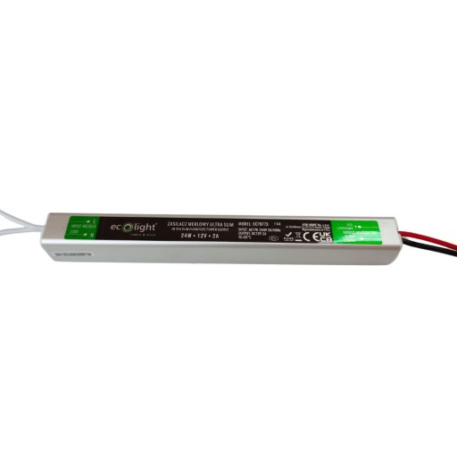 Zasilacz LED 12V 24W 2A meblowy SLIM IP20 wewnętrzny Ecolight