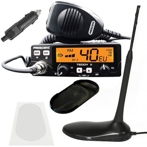CB RADIO PRESIDENT TEDDY II ASC + антенна CB Midland LC-59 + резина + фольга