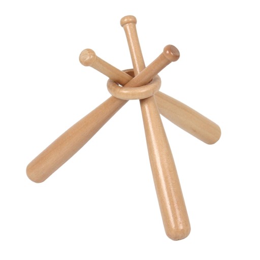 18cm Mini stojak baseballowy z drewnianymi kółkami