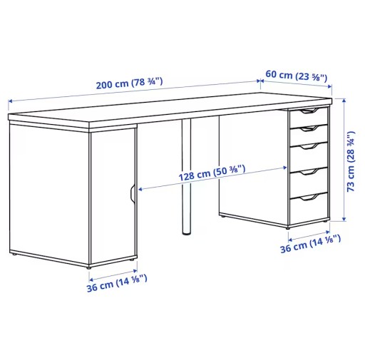 IKEA LAGKAPTEN / ALEX Biurko, biały, 200x60 cm