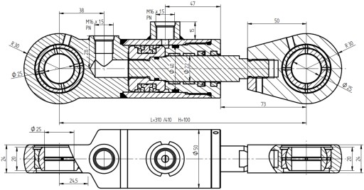 ГИДРАВЛИЧЕСКИЙ ЦИЛИНДР CJ2F 40x22x100 U25 L=310