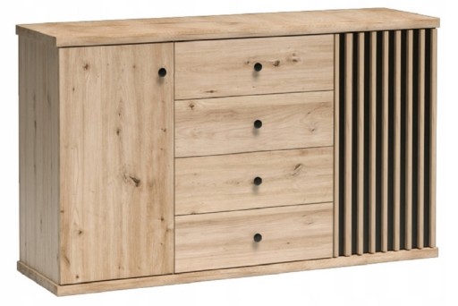 Zestaw szafa + komoda z lamelami do sypialni salonu pokoju CAMI dąb artisan