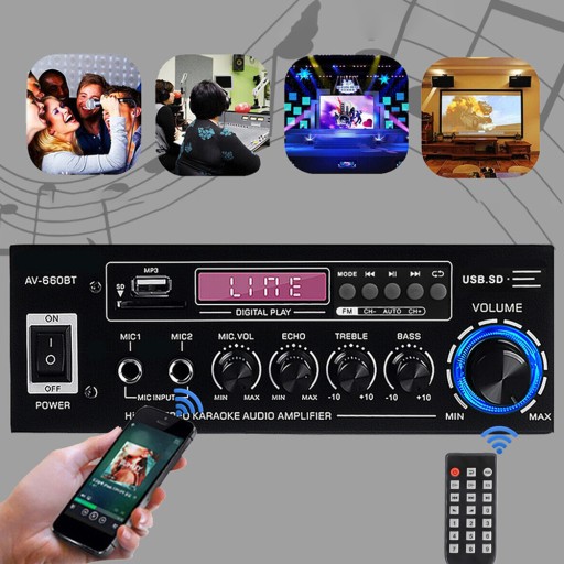 AV-660BT УСИЛИТЕЛЬ ДОМАШНИЙ УСИЛИТЕЛЬ АВТОМОБИЛЬНЫЙ СТЕРЕО HIFI FM АУДИО + ПУЛЬТ ДИСТАНЦИОННОГО УПРАВЛЕНИЯ