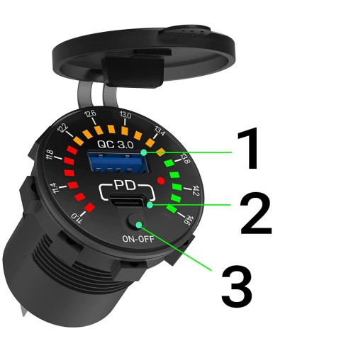 USB QC 3.0 ЦИФРОВОЙ СВЕТОДИОДНЫЙ ВОЛЬТМЕТР ШКАЛА