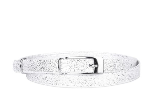 Pasek damski klasyczny perlisty srebrny 1,5 cm