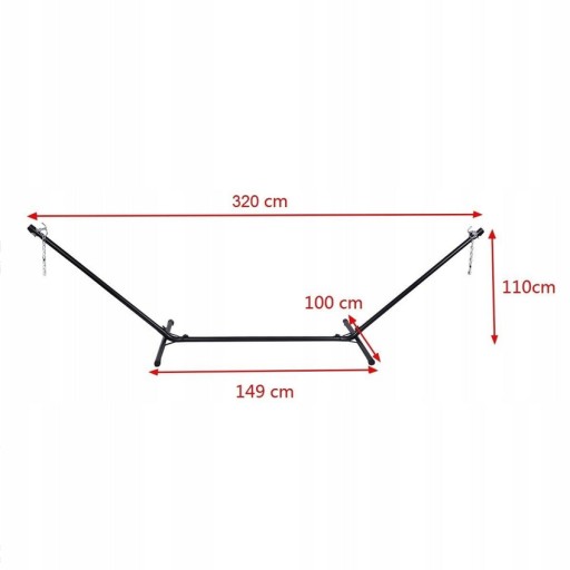 Stojak stelaż na hamak ogrodowy 150 kg 320x100 cm