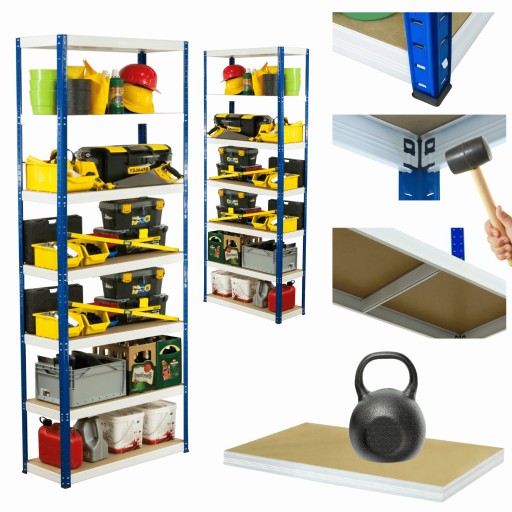 Regał metalowy magazynowy stojak HELIOS 270x75x40cm 7Px175kg SOLIDNY WYSOKI