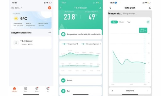 2x ДАТЧИК ТЕМПЕРАТУРЫ ВЛАЖНОСТИ ИНТЕЛЛЕКТУАЛЬНЫЙ Дом Smart Life TUYA = 2 шт.