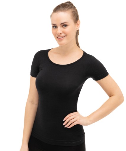 Женская футболка Brubeck Comfort из мериносовой шерсти - Черный M