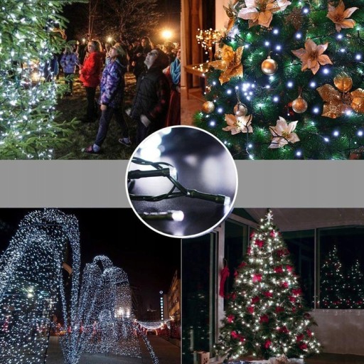 РОЖДЕСТВЕНСКИЕ ОГНИ 100 LED ХОЛОДНЫЙ БЕЛЫЙ ГОРЯЧИЙ + ВСПЫШКА