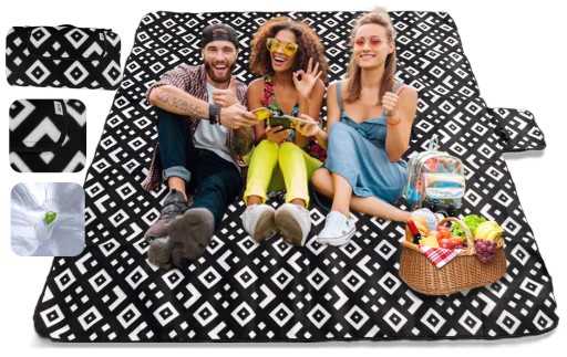 Koc Piknikowy z Uchwytem Izolacja Folia Termiczna Plażowy Mata 200x200cm