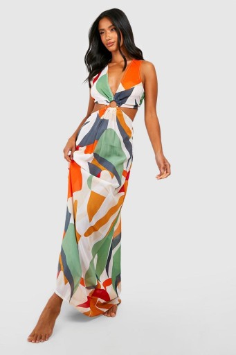 ПЛЯЖНОЕ ПЛАТЬЕ МАКСИ С РАЗНОЦВЕТНЫМ УЗОРОМ AIRMAL С ВЫРЕЗАМИ PETITE BOOHOO 38