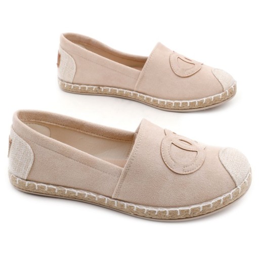 Espadryle DAMSKIE PŁASKIE półbuty WYGODNE beżowe