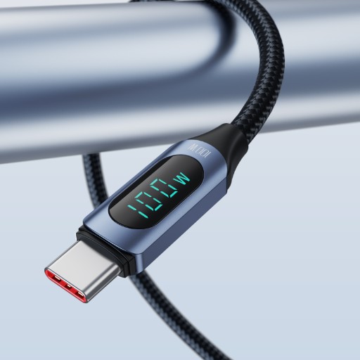 Кабель Tooki, 100 Вт, USB тип C — кабель USB типа C, 2 м, с дисплеем