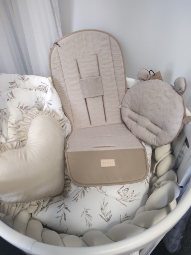 Вставка в коляску BELOFF CYBEX, муслин, с вышивкой, кофейный