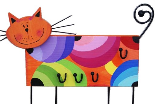 Деревянная вешалка TOM cat, ручная роспись, 53 см