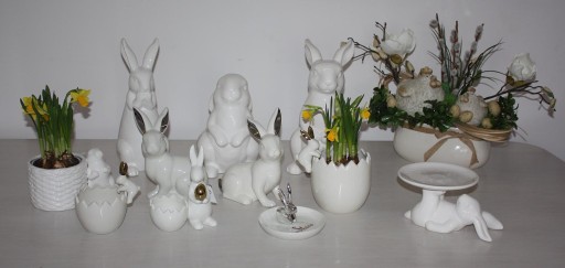 Zając zajączek ceramiczny biały H22 DEcodomi