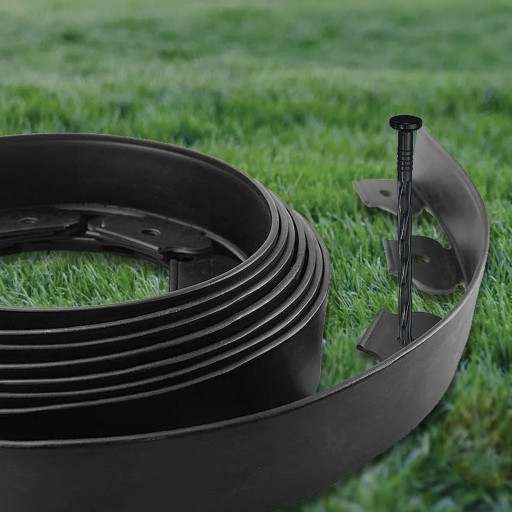 OBRZEŻE TRAWNIKOWE ELASTYCZNE CZARNE 20 METRÓW/60MM + 30 KOTEW
