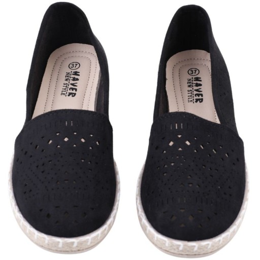 CZARNE ESPADRYLE DAMSKIE WSUWANE TENISÓWKI PŁASKIE PÓŁBUTY TRAMPKI