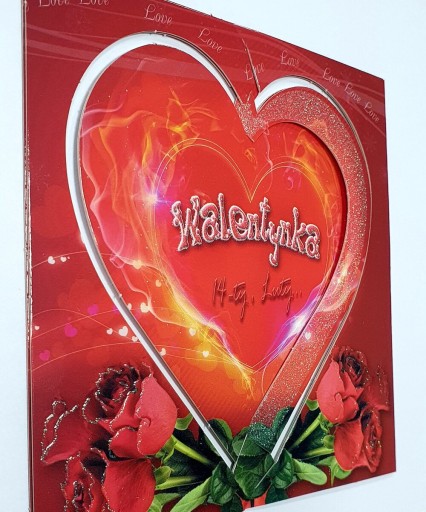 KARNET PRZESTRZENNY WALENTYNKI SERCE + PRZYWIESZKA DO PREZENTU GRATIS 4 SZT