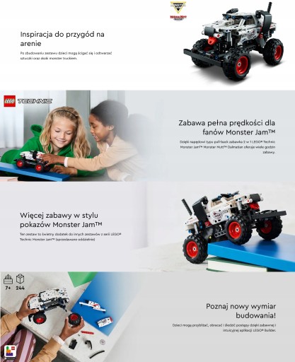 НАБОР «MONSTER TRUCK» LEGO TECHNIC «MONSTER MUTT JAM DALMATIAN 2IN1» БЛОКИ 244