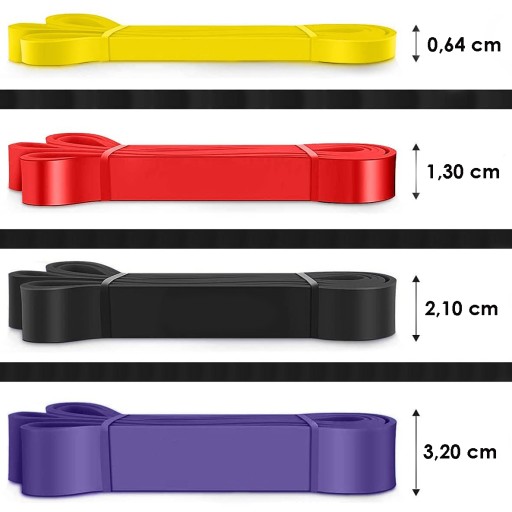 ТРЕНИРОВОЧНЫЕ ЛЕНТЫ СОПРОТИВЛЕНИЯ POWER BANDS LATEX НАБОР ИЗ 4 ШТ. STRONG LONG