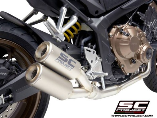 Полная выхлопная система SC-Project Twin CR-T титан Honda CB650R (2019-2020)