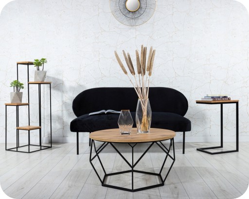 Подставка для цветов Каскад 110 см черная со столешницей МДФ LOFT