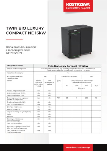 Котел TWIN BIO LUXURY COMPACT 16 кВт VG KOSTRZEWA