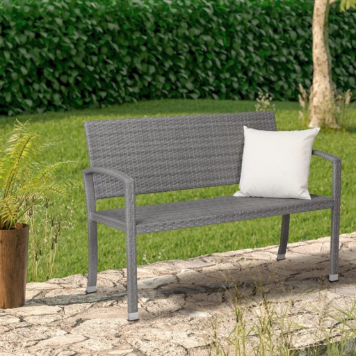 ŁAWKA OGRODOWA POLYRATTAN MEBLE OGRODOWE SZARA