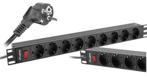 RACK PDU POWER STRIP 1U 19 16A 9X SCHUKO 3M ЧЕРНЫЙ переключатель LANBERG