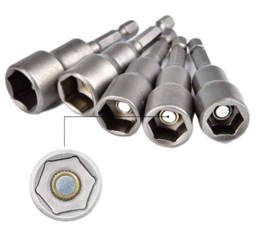 Zestaw 5 szt NASADKA 10 mm DO WKRĘTARKI HEX MAGNETYCZNA BIT Nasadki Farmer