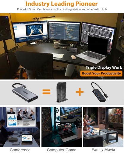 USB-ХАБ ДОК-СТАНЦИЯ HDMI VGA ETHERNET SD USB 3