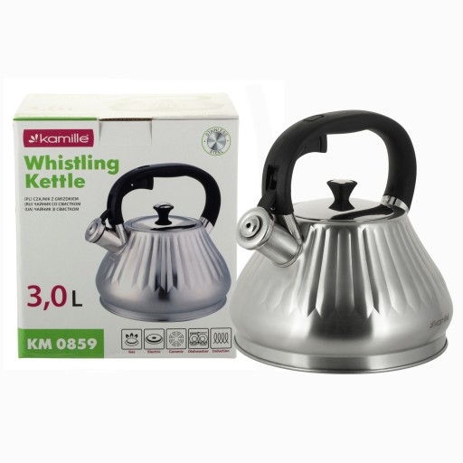 СТАЛЬНОЙ ЧАЙНИК СО СВИСТОКОМ 3,0 Л ГАЗОВЫЙ ИНДУКЦИОННЫЙ KAMILLE