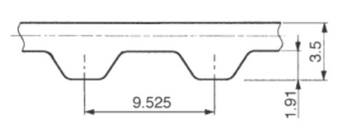 Pasek zębaty 345-L-100 92 zębów w kształcie trapeza dł 876,3 mm szer 25,4