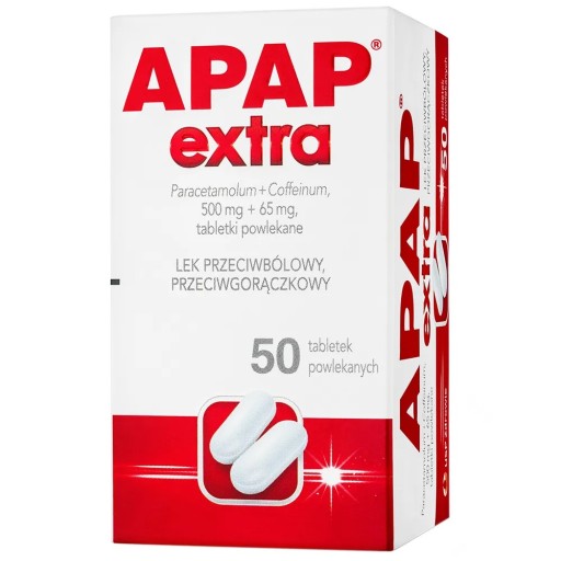 APAP Extra Pain Reliever Fever 50 таблеток.