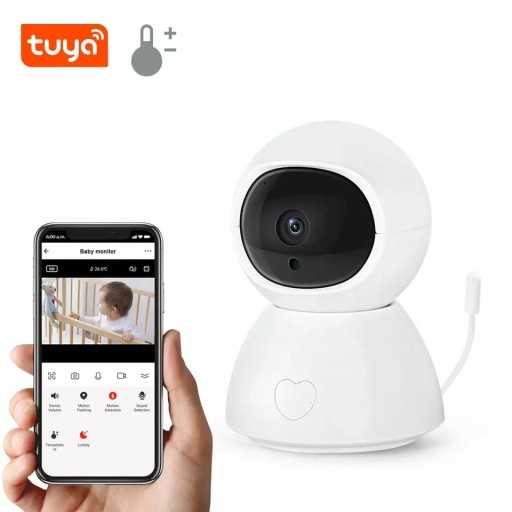 ЭЛЕКТРОННАЯ ВРАЩАЮЩАЯСЯ КАМЕРА НЯНЯ ДАТЧИК ТЕМПЕРАТУРЫ WIFI TUYA SMART PL