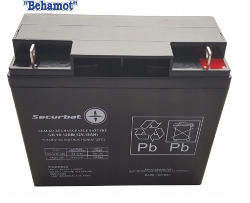 Аккумулятор 12В 18Ач SECURBAT, ALARMTEC CB18-12SB