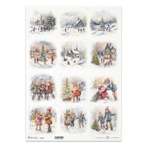 PAPIER RYŻOWY do decoupage A3 ITD-1269L zimowe miasteczko