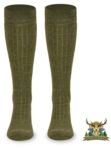 Zimowe skarpety wędkarskie - podkolanówki - khaki