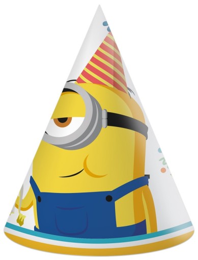 CZAPECZKI PAPIEROWE MINIONKI URODZINY PARTY 6 SZT